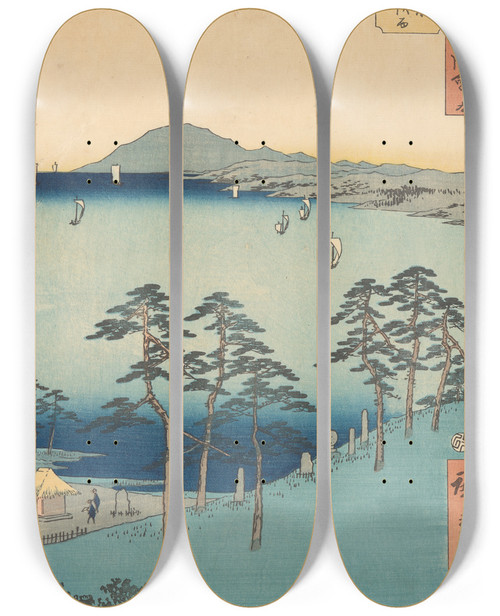 Triptych art skateboard deck of And Hiroshige Oiso_1 by Ando Hiroshige (1797-1858)