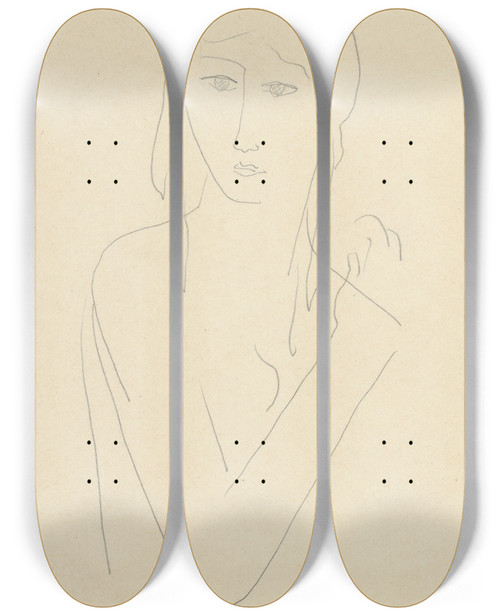 Triptych art skateboard deck of Mikul Galanda Deva by Mikulas Galanda (1895-1938)