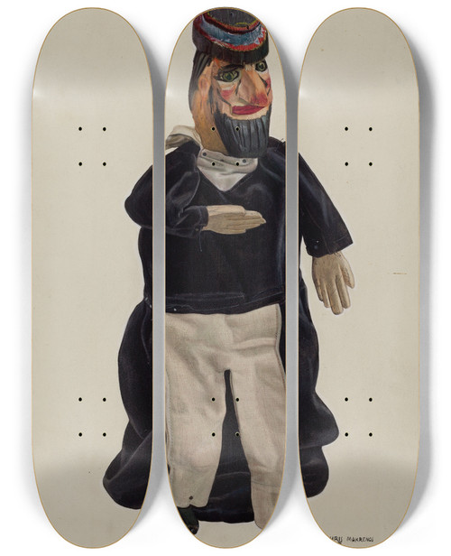 Triptych art skateboard deck of Chris Makrenos Barnacle Bill Puppet by Chris Makrenos (20-)