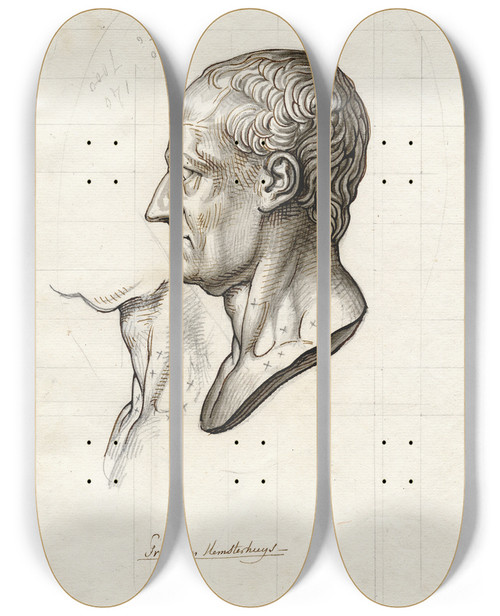 Triptych art skateboard deck of David Humbert De Superville F Hemsterhuys Borstbeeld Naar Links by David Humbert De Superville (1770-1849)