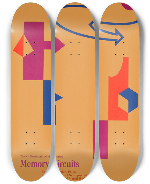 Triptych art skateboard deck of National Institutes Of Health Memory Circuits by National Institutes Of Health (1887)