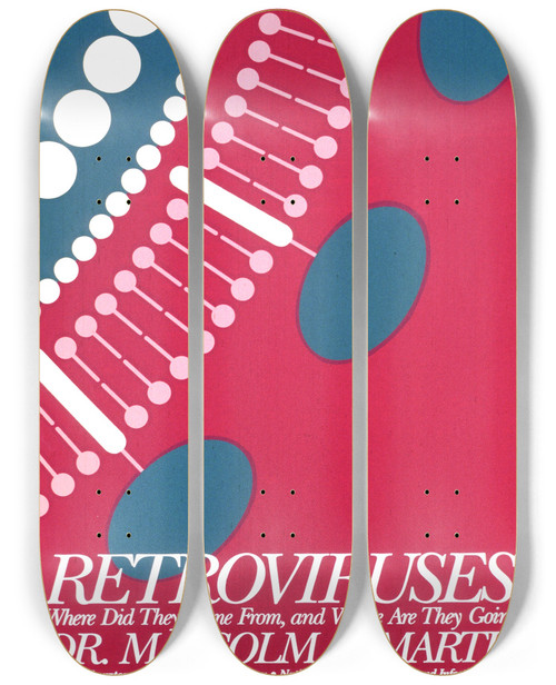 Triptych art skateboard deck of National Institutes Of Health Retroviruses Where Did They Come From And Where Are They Going by National Institutes Of Health (1887)