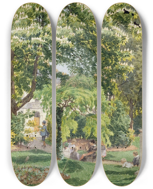Triptych art skateboard deck of Flix Brard Square De La Mairie Du Xivme Arrondissement_5 by Felix Brard (19-20-)