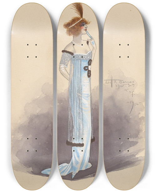 Triptych art skateboard deck of Will R Barnes Untitled_28 by Will R Barnes (1939)