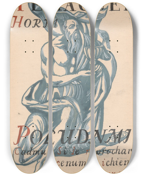 Triptych art skateboard deck of Jn Novk Cover Design Ii by Jan Novak (1921-1944)