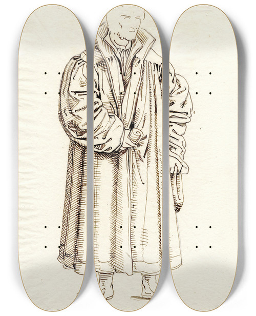 Triptych art skateboard deck of David Humbert De Superville Portrait Of The Theologian Philippus Melanchthon 14971560 by David Humbert De Superville (1770-1849)