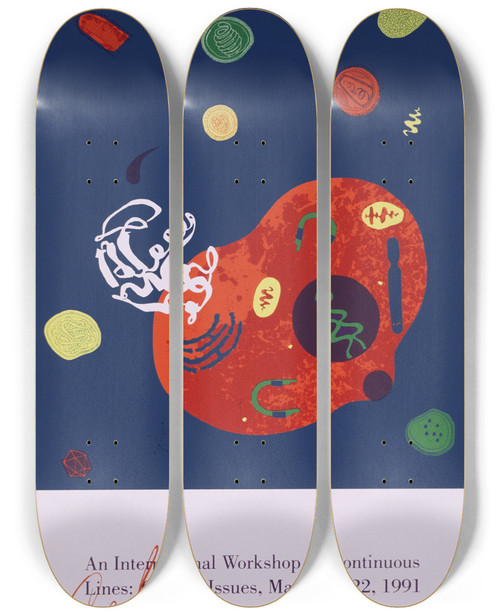Triptych art skateboard deck of National Institutes Of Health Cell An International Workshop On Continuous Lines by National Institutes Of Health (1887)