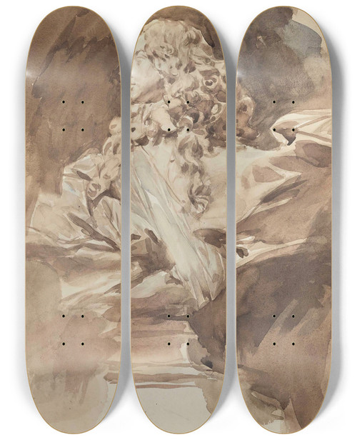 Triptych art skateboard deck of Giovanni Boldini Tude Du Buste De Francesco I Deste Daprs Le Bernin by Giovanni Boldini (1842-1931)