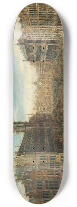 Flemish School - A market scene on the Grand Place in Brussels 8.25 inch art skate deck