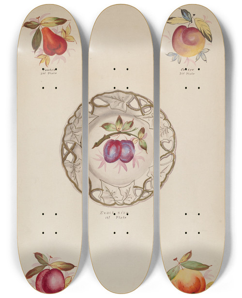 Triptych art skateboard deck of J Howard Iams Plates by J Howard Iams (20-)