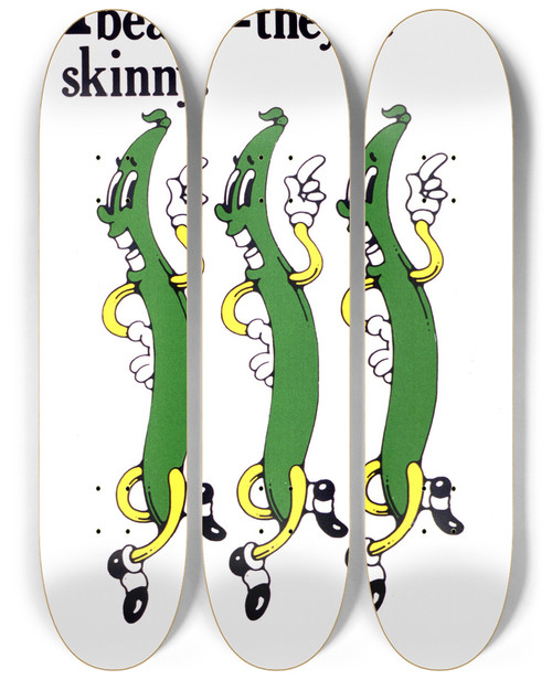 Triptych art skateboard deck of National Institutes Of Health Identify With String Beans Theyre Skinny by National Institutes Of Health (1887)
