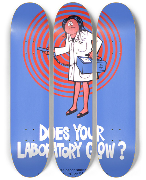 Triptych art skateboard deck of National Institutes Of Health Does Your Laboratory Glow by National Institutes Of Health (1887)
