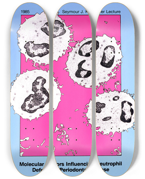Triptych art skateboard deck of National Institutes Of Health Molecular Factors Influencing Neutrophil Defects In Periodontal Disease by National Institutes Of Health (1887)