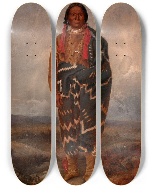 Triptych art skateboard deck of Antonio Zeno Shindler Apache Indian by Antonio Zeno Shindler (1823-1899)
