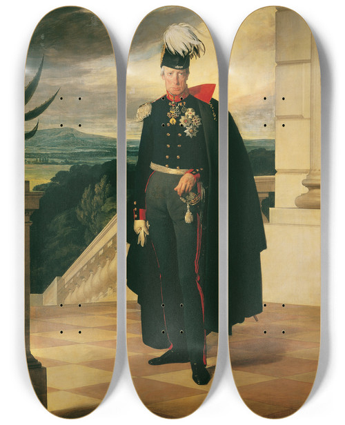 Triptych art skateboard deck of Friedrich Von Amerling Kaiser Franz I Von Sterreich In Preuischer Generalsuniform by Friedrich Von Amerling (1803-1887)