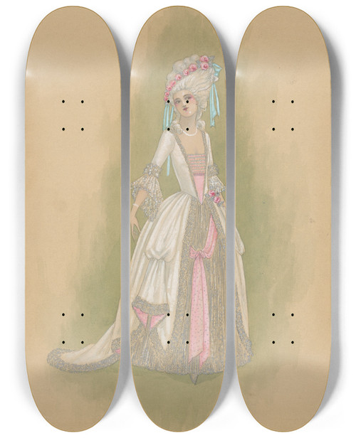 Triptych art skateboard deck of Will R Barnes Queen Of The Blended Rose by Will R Barnes (1939)
