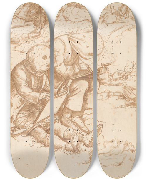 Triptych art skateboard deck of Sir John Everett Millais Awful Protection Against Midges_1 by Sir John Everett Millais (1829-1896)