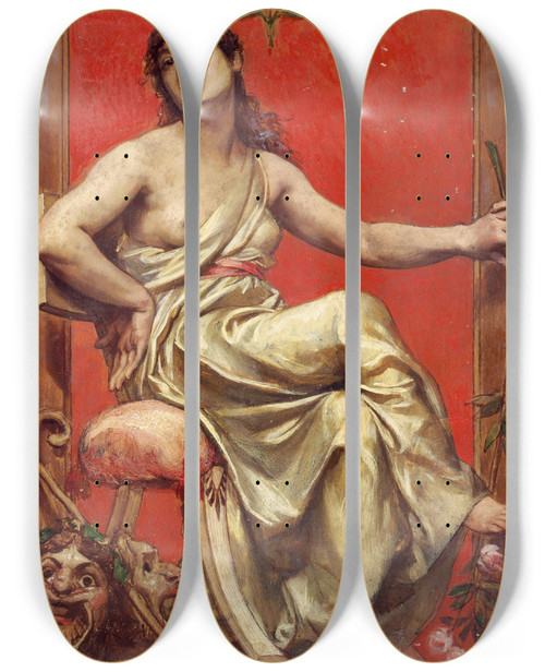 Triptych art skateboard deck of Joseph Blanc Portrait De Julia Bartet 18541941 En Allgorie De La Comdie by Joseph Blanc (1846-1904)