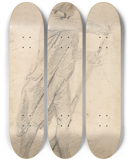 Triptych art skateboard deck of George Morland A Sportsman Loading His Gun by George Morland (1763-1804)