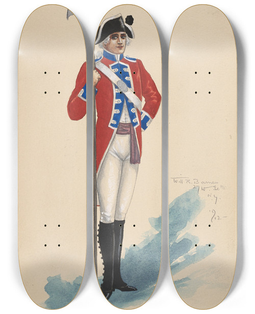 Triptych art skateboard deck of Will R Barnes Sergeant by Will R Barnes (1939)