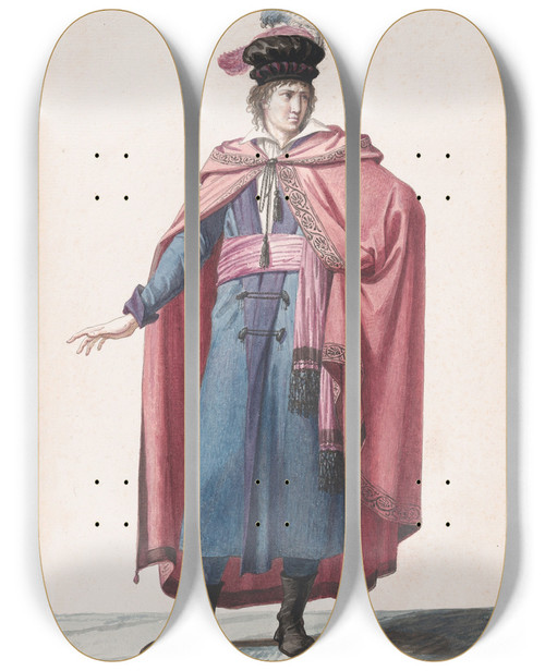 Triptych art skateboard deck of Jeanbaptiste Regnault A Member Of The Institute by Jean-Baptiste Regnault (1754-1829)