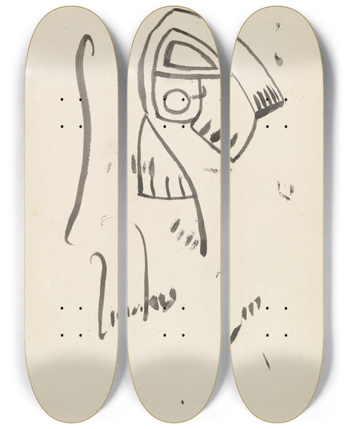 Triptych art skateboard deck of Henri Gaudierbrzeska Sculptural Studies by Henri Gaudier-Brzeska (1891-1915)
