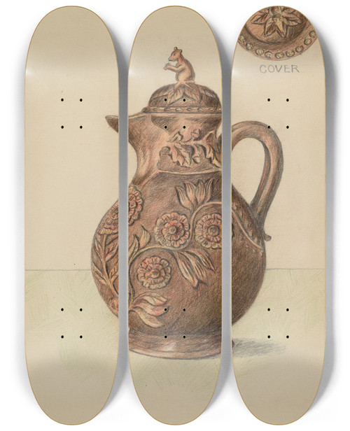 Triptych art skateboard deck of American 20Th Century Teapot_1 by American 20Th Century