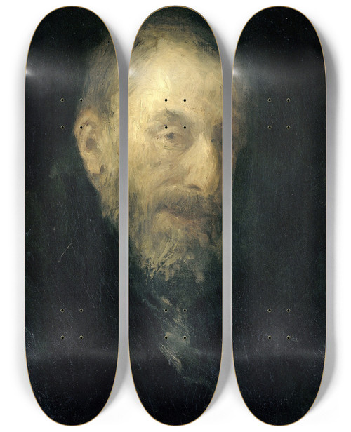 Triptych art skateboard deck of Jozef Israls Old Isaac by Jozef Israels (1824-1911)