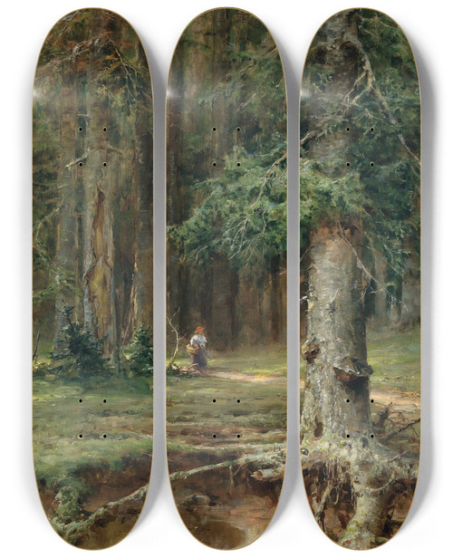 Triptych art skateboard deck of Julius Sergius Klever Rotkppchen by Julius Sergius Klever (1850-1924)