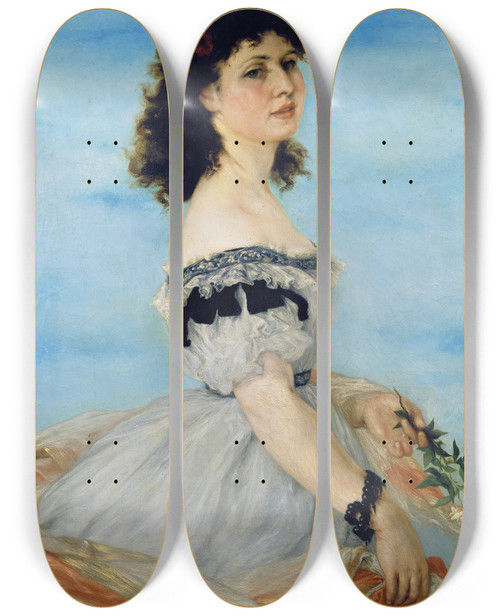 Triptych art skateboard deck of Victor Mller Portrait Of Berta Von Radowitz As A Young Girl by Victor Muller (1829-1871)
