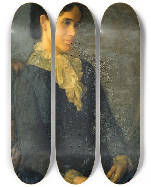 Triptych art skateboard deck of Oliver Ingraham Lay Hester Marian Wait Lay Portrait Of The Artists Wife by Oliver Ingraham Lay (1845-1890)