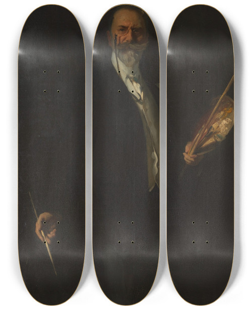 Triptych art skateboard deck of John Singer Sargent William Merrit Chase by John Singer Sargent (1856-1925)