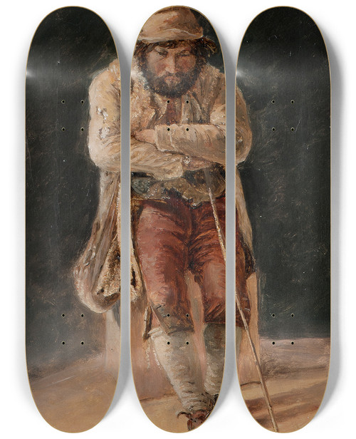 Triptych art skateboard deck of Lars Jacob Von Rk Beppo by Lars Jacob Von Rook (1778-1867)
