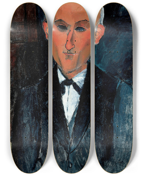 Triptych art skateboard deck of Amedeo Modigliani Max Jacob 18761944 by Amedeo Modigliani (1884-1920)