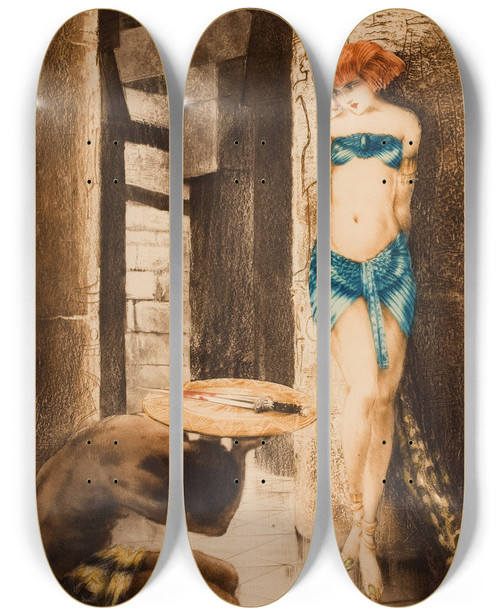 Triptych art skateboard deck of Louis Icart Salome_2 by Louis Icart (1888-1950)