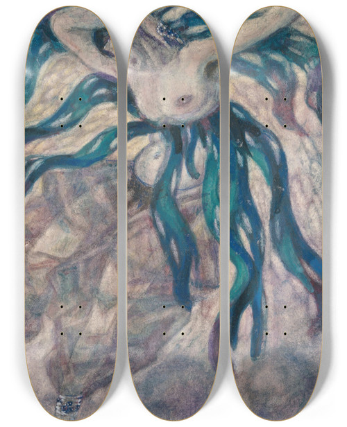 Triptych art skateboard deck of Pavel Tchelitchew Dancingfigure by Pavel Tchelitchew (1898-1957)