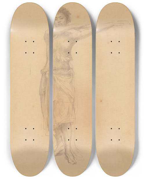 Triptych art skateboard deck of John La Farge Taupo Dancing The Standing Sivasamoa by John La Farge (1835-1910)