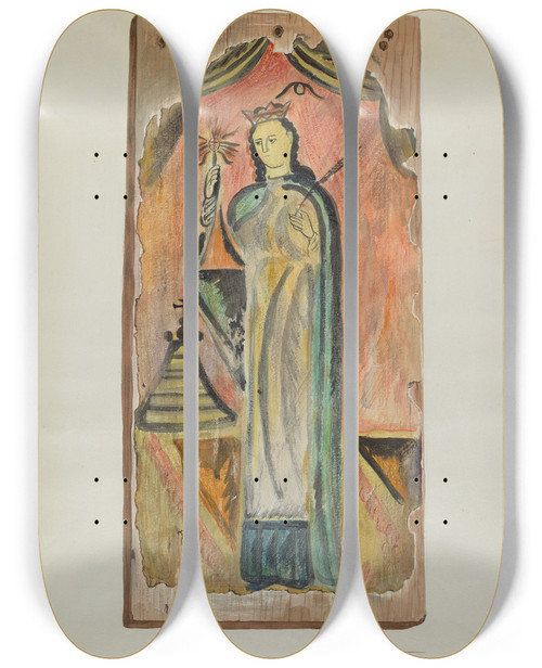 Triptych art skateboard deck of Carl Obergh Santo Nuestrasonora Di La Luze by Carl Obergh