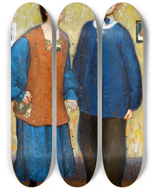 Triptych art skateboard deck of Edouard Antonin Vysekal We Dont Know Where Were Going But Were On The Way by Edouard Antonin Vysekal (1890-1939)
