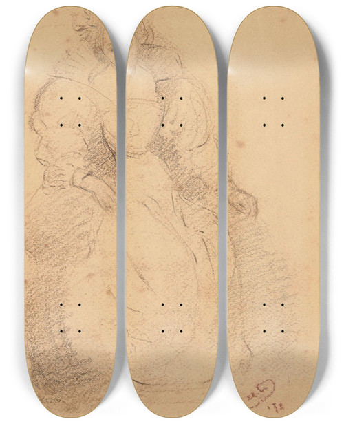 Triptych art skateboard deck of Willem Geets Helena Fourment After Peter Paul Rubens by Willem Geets (1838-1919)