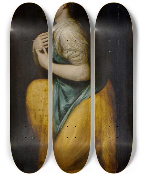 Triptych art skateboard deck of Workshop Of Frans Floris The Penitent Magdalene by Workshop Of Frans Floris (1516-1570)
