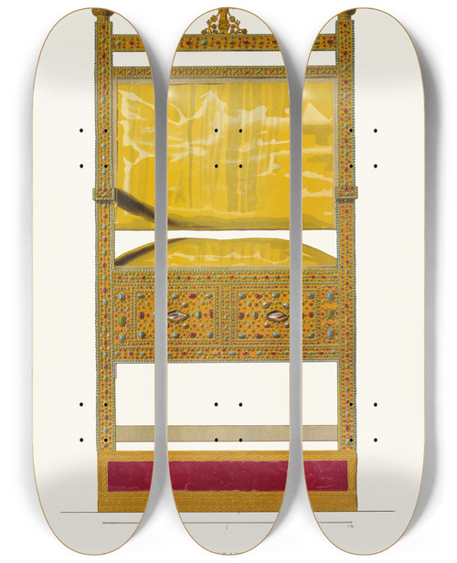 Triptych art skateboard deck of Fedor Grigoryevich Solntsev Kresly Tsaria Mikhaila Feodorovicha Postavliaemye V Uspenskom Sobore I Granovitoi Palate Pri Visochaishikh Koronatsiiakh Izobrazhenie 1 by Fedor Grigoryevich Solntsev (1801-1892)
