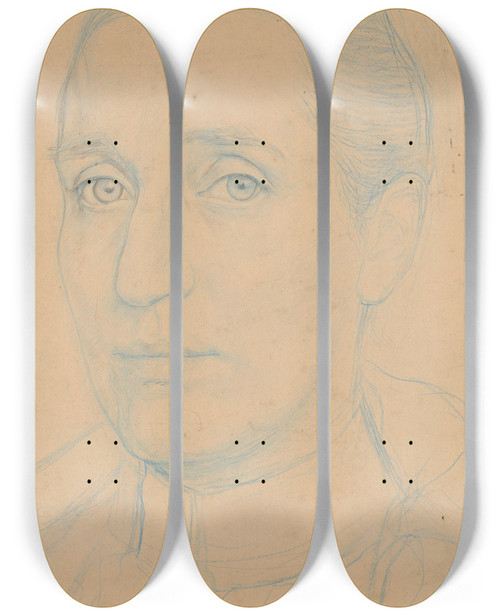 Triptych art skateboard deck of Jan Veth Portret Van Anna Dorothea Vethdirks_2 by Jan Veth (1864-1925)