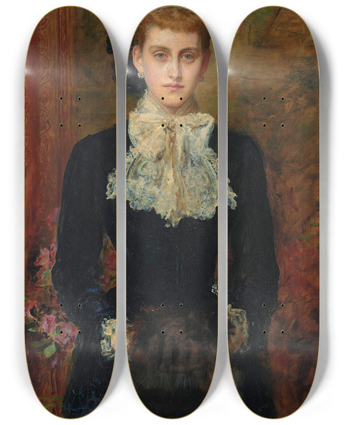 Triptych art skateboard deck of Sir John Everett Millais Countess De Pourtales The Former Mrs Sebastian Schlesinger by Sir John Everett Millais (1829-1896)