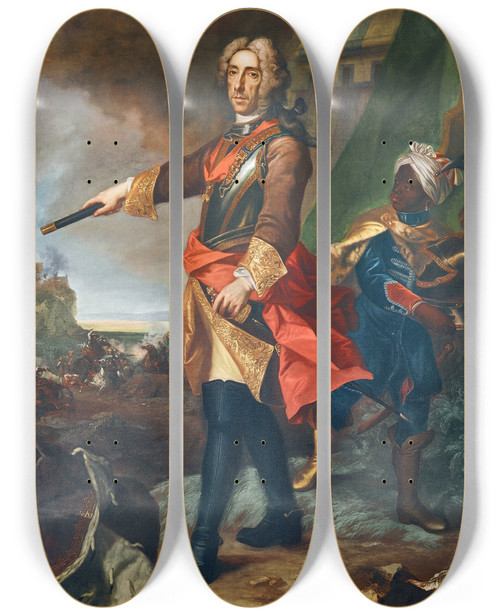 Triptych art skateboard deck of Johann Gottfried Auerbach Prinz Eugen Von Savoyen Als Feldherr by Johann Gottfried Auerbach (1697-1753)