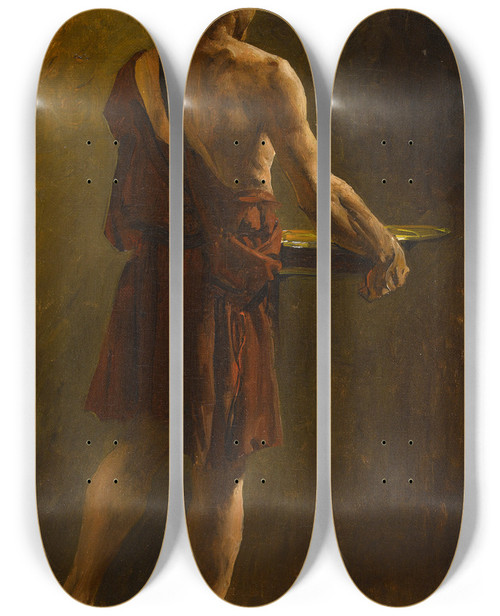Triptych art skateboard deck of Jeanpaul Laurens Rcits Des Temps Mrovingiens Un Esclave by Jean-Paul Laurens (1838-1921)