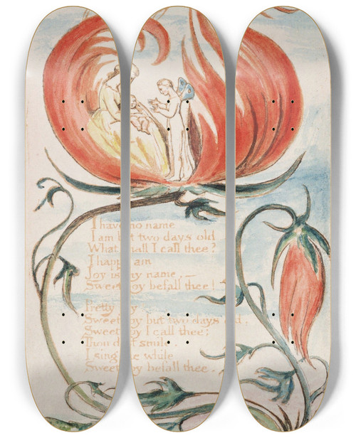 Triptych art skateboard deck of William Blake Pl 4 Infant Joy by William Blake (1757-1827)