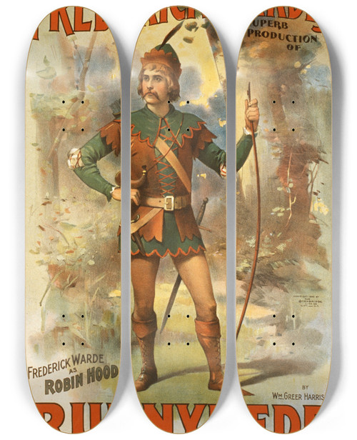 Triptych art skateboard deck of Strobridge Co Lith Frederick Wardes Superb Production Of Runnymede By Wm Greer Harrison_2 by Strobridge Co Lith (1847)