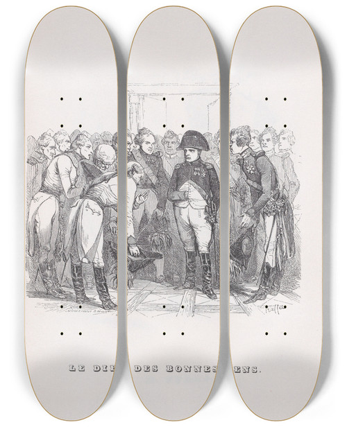 Triptych art skateboard deck of J J Grandville The God Of Good People by J J Grandville (1803-1847)