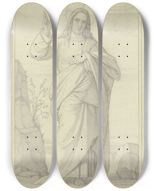 Triptych art skateboard deck of Karl Mller Christus Zeigt Seine Wunden by Karl Muller (1818-1893)